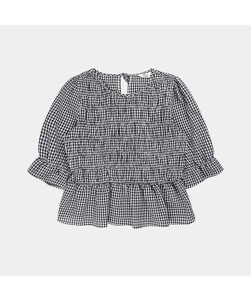 PIGMENT(ピグメント)の「ゴバンシャーリングバックリボンブラウス (KYBL2603037)(シャツ/ブラウス・レディース・ブラック/ホワイト/レッド・FREE)」の2枚目の写真
