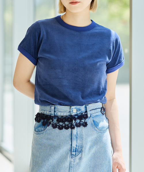 IENA LA BOUCLE(イエナラブークル)の「fifi collection フィフィコレクション Velor SS tee 26-16(Tシャツ/カットソー・レディース・ネイビー・FREE)」の1枚目の写真