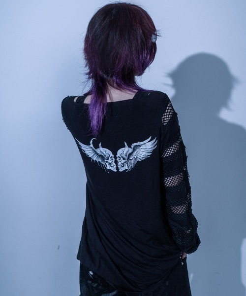 Gamchu(ガムチュ)の「『Gamchu/ガムチュ』守・手・主 切り替えロンTEE(Tシャツ/カットソー・レディース・ブルー/ブラック・FREE)」の6枚目の写真