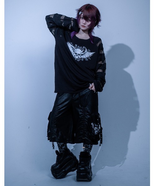 Gamchu(ガムチュ)の「『Gamchu/ガムチュ』守・手・主 切り替えロンTEE(Tシャツ/カットソー・レディース・ブルー/ブラック・FREE)」の7枚目の写真