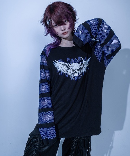 Gamchu(ガムチュ)の「『Gamchu/ガムチュ』守・手・主 切り替えロンTEE(Tシャツ/カットソー・レディース・ブルー/ブラック・FREE)」の10枚目の写真