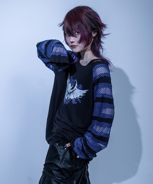 Gamchu(ガムチュ)の「『Gamchu/ガムチュ』守・手・主 切り替えロンTEE(Tシャツ/カットソー・レディース・ブルー/ブラック・FREE)」の11枚目の写真