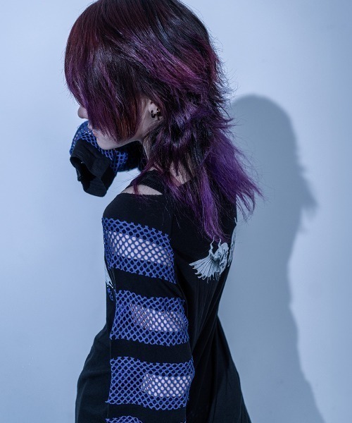 Gamchu(ガムチュ)の「『Gamchu/ガムチュ』守・手・主 切り替えロンTEE(Tシャツ/カットソー・レディース・ブルー/ブラック・FREE)」の12枚目の写真