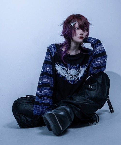 Gamchu(ガムチュ)の「『Gamchu/ガムチュ』守・手・主 切り替えロンTEE(Tシャツ/カットソー・レディース・ブルー/ブラック・FREE)」の18枚目の写真