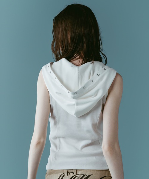 Knuth Marf(クヌースマーフ)の「【Knuth Marf】クヌースマーフ snap-button hoodie(Tシャツ/カットソー・レディース・ネイビー/ホワイト/チャコールグレー・FREE)」の14枚目の写真