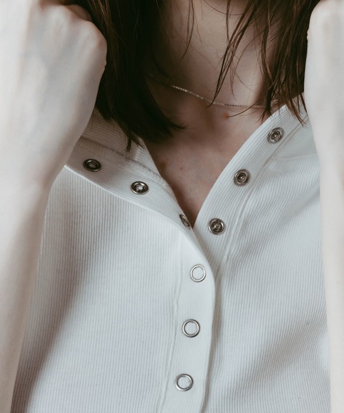 Knuth Marf(クヌースマーフ)の「【Knuth Marf】クヌースマーフ snap-button hoodie(Tシャツ/カットソー・レディース・ネイビー/ホワイト/チャコールグレー・FREE)」の18枚目の写真