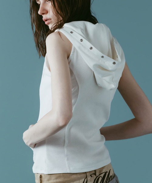 Knuth Marf(クヌースマーフ)の「【Knuth Marf】クヌースマーフ snap-button hoodie(Tシャツ/カットソー・レディース・ネイビー/ホワイト/チャコールグレー・FREE)」の13枚目の写真