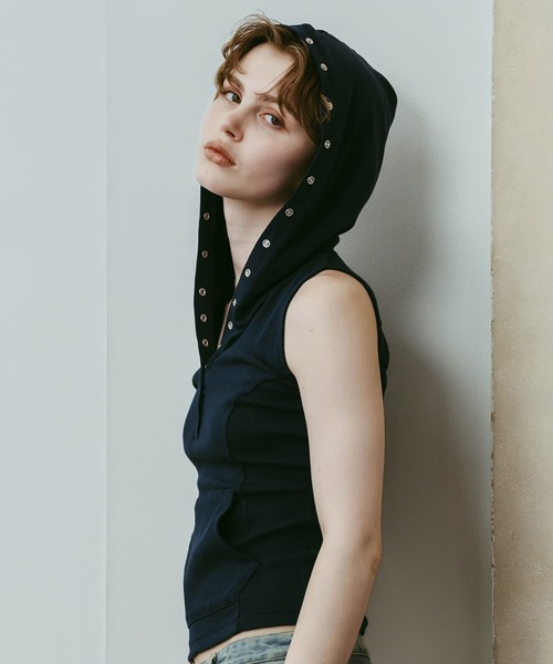Knuth Marf(クヌースマーフ)の「【Knuth Marf】クヌースマーフ snap-button hoodie(Tシャツ/カットソー・レディース・ネイビー/ホワイト/チャコールグレー・FREE)」の11枚目の写真