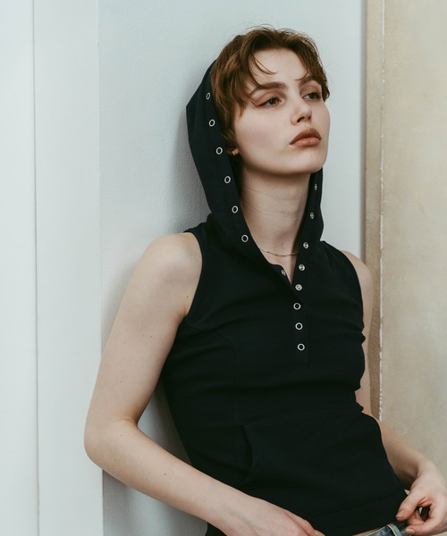 Knuth Marf(クヌースマーフ)の「【Knuth Marf】クヌースマーフ snap-button hoodie(Tシャツ/カットソー・レディース・ネイビー/ホワイト/チャコールグレー・FREE)」の10枚目の写真