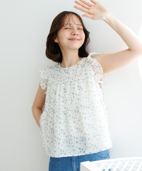 flower(フラワー)の「サニーブルームトップ(シャツ/ブラウス・レディース・オレンジ/ブルー・FREE)」の3枚目の写真