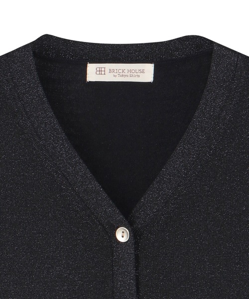 TOKYO SHIRTS（トウキョウシャツ）の「ドライレーヨン 半袖 Vネック カーディガン（カーディガン/ボレロ・レディース・ネイビー・M/LL/L）」の3枚目の写真