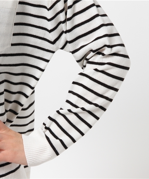 VENCEEXCHANGE（ヴァンスエクスチェンジ）の「ポケ付Vニットプルオーバー          （ニット/セーター・レディース・ベージュ/その他35/オフホワイト/グレー・MEDIUM）」の10枚目の写真