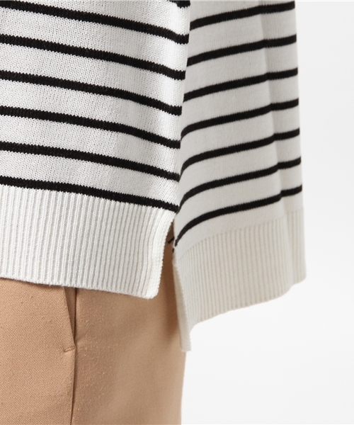 VENCEEXCHANGE（ヴァンスエクスチェンジ）の「ポケ付Vニットプルオーバー          （ニット/セーター・レディース・ベージュ/その他35/オフホワイト/グレー・MEDIUM）」の12枚目の写真