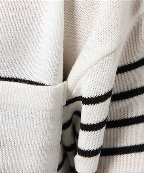 VENCEEXCHANGE（ヴァンスエクスチェンジ）の「ポケ付Vニットプルオーバー          （ニット/セーター・レディース・ベージュ/その他35/オフホワイト/グレー・MEDIUM）」の13枚目の写真