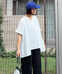 【notch. by KR 】スキッパーサイドギャザーブラウス