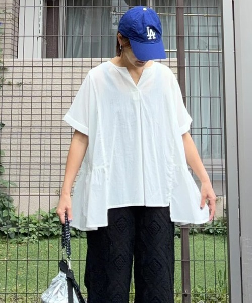 notch.（ノッチ）の「【notch. by KR 】スキッパーサイドギャザーブラウス（シャツ/ブラウス・レディース・ブラック/ネイビー/オフホワイト/ライトブルー・M）」の12枚目の写真