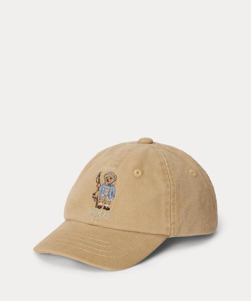 POLO RALPH LAUREN CHILDRENSWEAR(ポロ ラルフ ローレン チルドレンズウェア)の「Polo ベア キャンバス ボール キャップ(キャップ・キッズ・ブラウン系6・12-24M/3/9)」の1枚目の写真