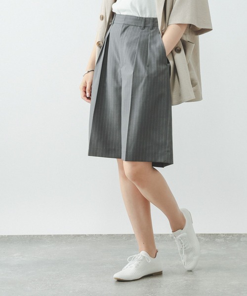 GLOBAL WORK(グローバルワーク)の「ノンストレスリッチショートパンツ/661432(その他パンツ・レディース・グレー系その他/ブラウン系その他・LARGE/MEDIUM)」の2枚目の写真