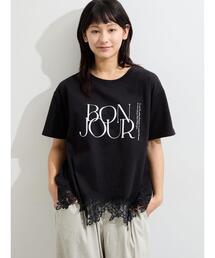 【接触冷感】裾レースロゴTシャツ