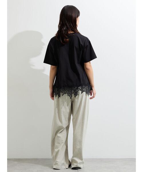 Samansa Mos2（サマンサ モスモス）の「【接触冷感】裾レースロゴTシャツ（Tシャツ/カットソー・レディース・ブラック/オフホワイト/グレー系その他・F）」の20枚目の写真
