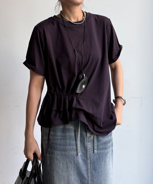 DouDou(ドゥドゥ)の「【WEB限定】アシメタックフリルデザインTEE(Tシャツ/カットソー・レディース・カーキ/オフホワイト/ダークブルー・FREE)」の14枚目の写真