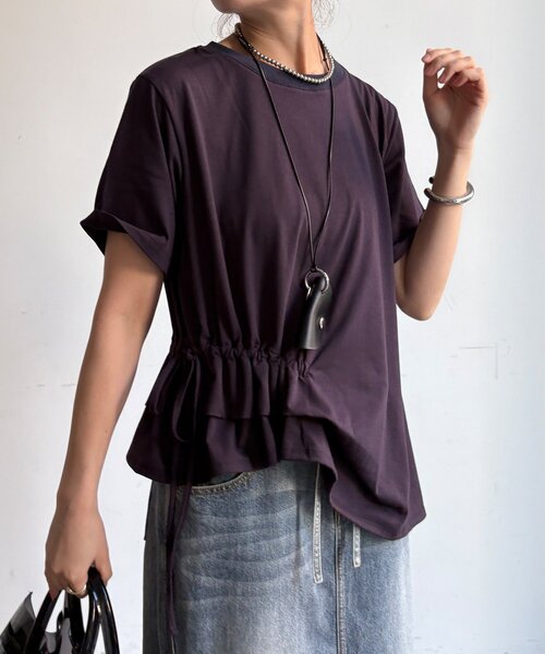 DouDou(ドゥドゥ)の「【WEB限定】アシメタックフリルデザインTEE(Tシャツ/カットソー・レディース・カーキ/オフホワイト/ダークブルー・FREE)」の15枚目の写真