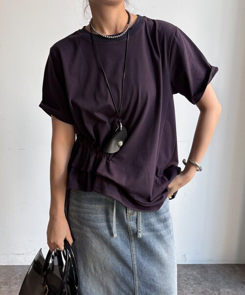DouDou(ドゥドゥ)の「【WEB限定】アシメタックフリルデザインTEE(Tシャツ/カットソー・レディース・カーキ/オフホワイト/ダークブルー・FREE)」の16枚目の写真