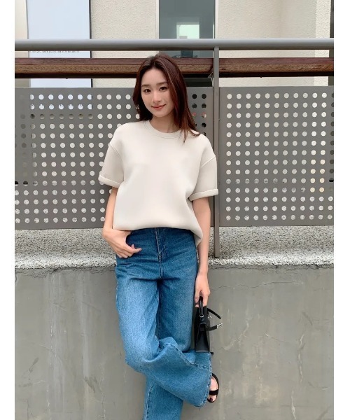 BIRTHDAY BASH(バースデイバッシュ)の「DIVER SWEAT TOPS(ダイバースウェットトップス)(Tシャツ/カットソー・レディース・ブルー/ベージュ/ブラック・FREE)」の2枚目の写真