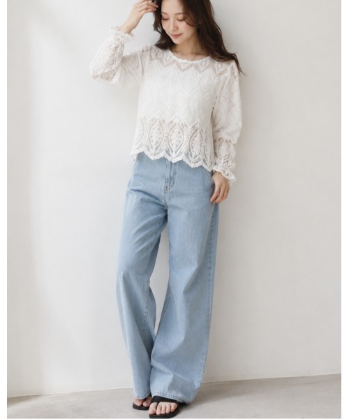FAZVY(ファズビー)の「シアーデザインブラウス(シャツ/ブラウス・レディース・ホワイト/ベージュ・M)」の18枚目の写真
