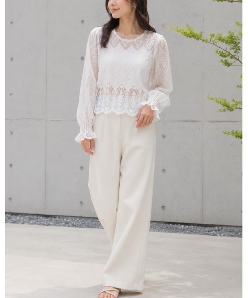 FAZVY(ファズビー)の「シアーデザインブラウス(シャツ/ブラウス・レディース・ホワイト/ベージュ・M)」の6枚目の写真