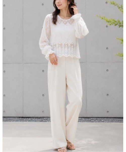 FAZVY(ファズビー)の「シアーデザインブラウス(シャツ/ブラウス・レディース・ホワイト/ベージュ・M)」の5枚目の写真