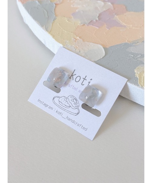 tone(トーン)の「【koti】Valo aurora square イヤリング(MA)(イヤリング・レディース・ホワイト系1/ホワイト系2/パープル系1・FREE)」の7枚目の写真