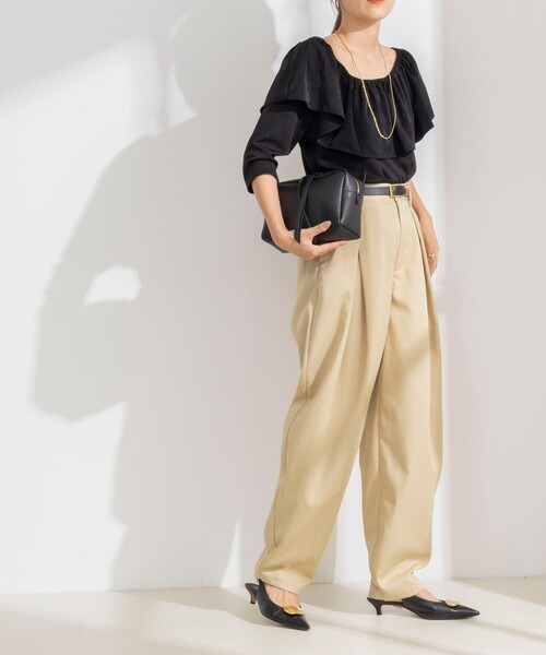 NOLLEY’S(ノーリーズ)の「ウォッシャブルタックバレルチノパンツ(チノパンツ・レディース・カーキ/ベージュ・36/38)」の13枚目の写真