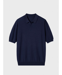 クールタッチハーフスリーブカラー ニット_NAVY