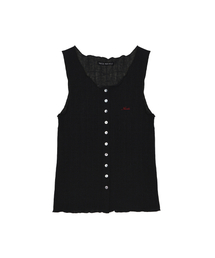 WAVE BUTTON SLEEVELESS TOP_BLACK