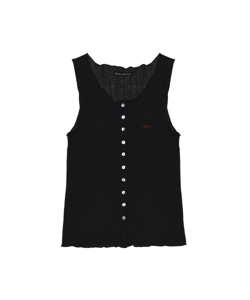 NICK&NICOLE(ニックアンドニコール)の「WAVE BUTTON SLEEVELESS TOP_BLACK(Tシャツ/カットソー・レディース・その他・FREE)」の1枚目の写真