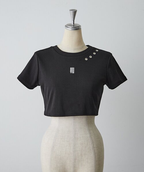 Mavie..7(メヴィセットゥ)の「【Mavie..7】刺繍アイレットTee(Tシャツ/カットソー・レディース・ブラック/オフホワイト・FREE)」の4枚目の写真