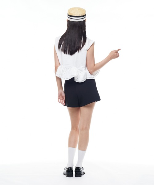 Narcissus(ナルシス)の「【Narcissus】フリルペプラムシャツ トップス ブラウス ノースリーブ(シャツ/ブラウス・レディース・ホワイト/ブラック・FREE)」の7枚目の写真