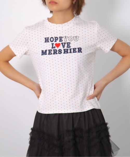 MEMECLE(メメクル)の「【 MEMECLE / メメクル 】ドットロゴプリントTシャツ(Tシャツ/カットソー・レディース・ネイビー/グレー/レッド・FREE)」の3枚目の写真