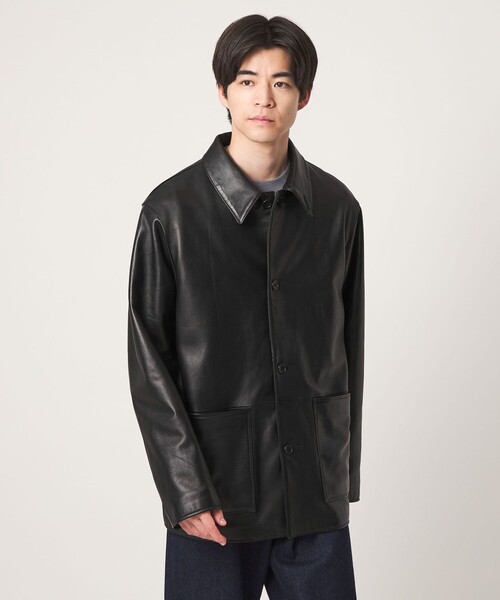 green label relaxing(グリーンレーベルリラクシング)の「ラムレザー カバーオール(カバーオール・メンズ・ブラック/ダークブラウン・M/L)」の14枚目の写真