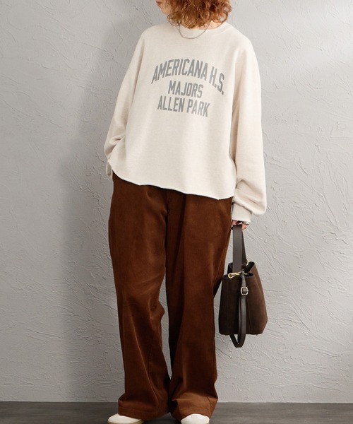 AMERICANA（アメリカーナ）の「【WEB先行予約】[Americana/アメリカーナ] 別注 カレッジロゴプリント カットオフスウェット（スウェット・レディース・オートミール/レッド/スミクロ・ONESIZE）」の13枚目の写真
