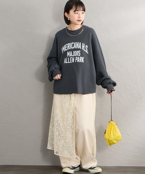 AMERICANA（アメリカーナ）の「【WEB先行予約】[Americana/アメリカーナ] 別注 カレッジロゴプリント カットオフスウェット（スウェット・レディース・オートミール/レッド/スミクロ・ONESIZE）」の12枚目の写真