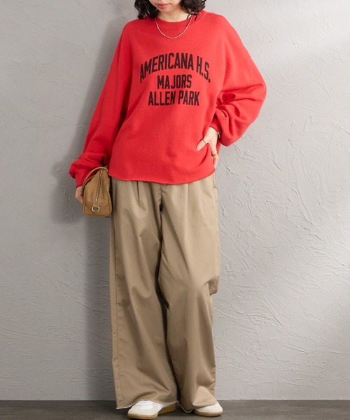 AMERICANA（アメリカーナ）の「【WEB先行予約】[Americana/アメリカーナ] 別注 カレッジロゴプリント カットオフスウェット（スウェット・レディース・オートミール/レッド/スミクロ・ONESIZE）」の14枚目の写真
