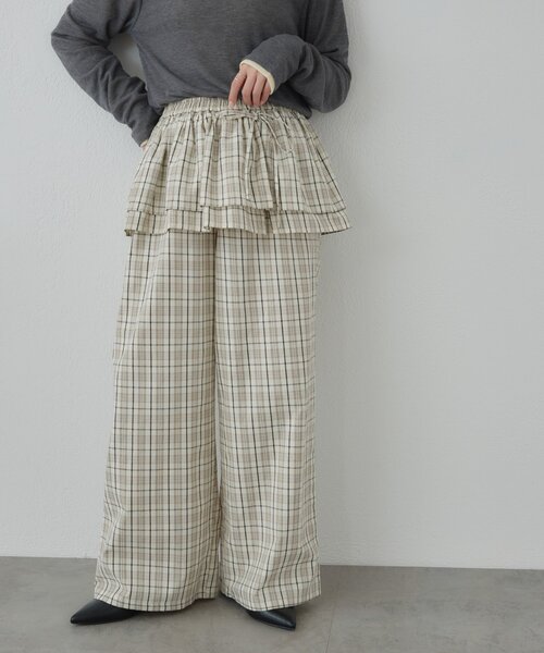 DISCOAT(ディスコート)の「【WEB限定】エプロン風チェックパンツ(その他パンツ・レディース・ブラウン/アイボリー/ブラック・FREE)」の16枚目の写真