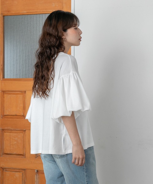 PICHI(ピイチ)の「バルーンスリーブTee(Tシャツ/カットソー・レディース・ブラック/オートミール/ホワイト・FREE)」の8枚目の写真