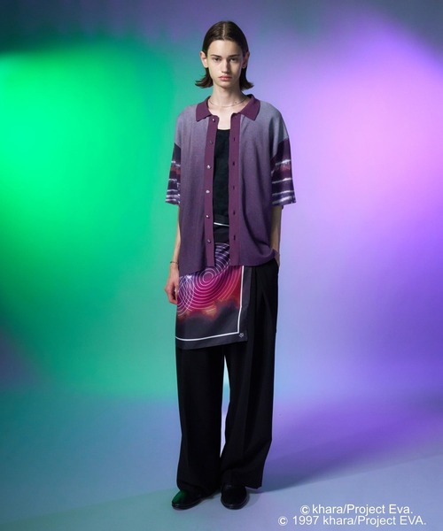 HARE(ハレ)の「【新世紀エヴァンゲリオン×HARE】A.T.フィールドニットシャツ(HARE)(ニット/セーター・メンズ・ブラック/パープル・FREE)」の3枚目の写真