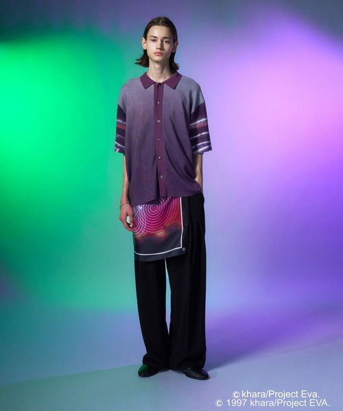 HARE(ハレ)の「【新世紀エヴァンゲリオン×HARE】A.T.フィールドニットシャツ(HARE)(ニット/セーター・メンズ・ブラック/パープル・FREE)」の4枚目の写真