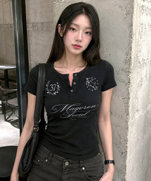 クラブNo.37 ヘンリーネックTシャツ ブラック