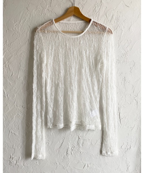 She's Closet(シーズクローゼット)の「長袖クルーネック透かし編みストレッチレースシアートップス(Tシャツ/カットソー・レディース・ブラック/ホワイト/ブラウン/アイボリー・FREE)」の17枚目の写真