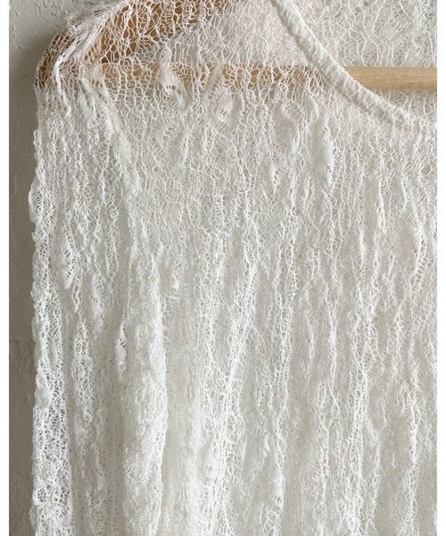 She's Closet(シーズクローゼット)の「長袖クルーネック透かし編みストレッチレースシアートップス(Tシャツ/カットソー・レディース・ブラック/ホワイト/ブラウン/アイボリー・FREE)」の18枚目の写真